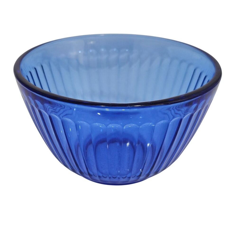 Pyrex Sculptured Cobalt Nesting Bowl 6" ribbed patterned glass translucent 3cup - Picture 2 of 6